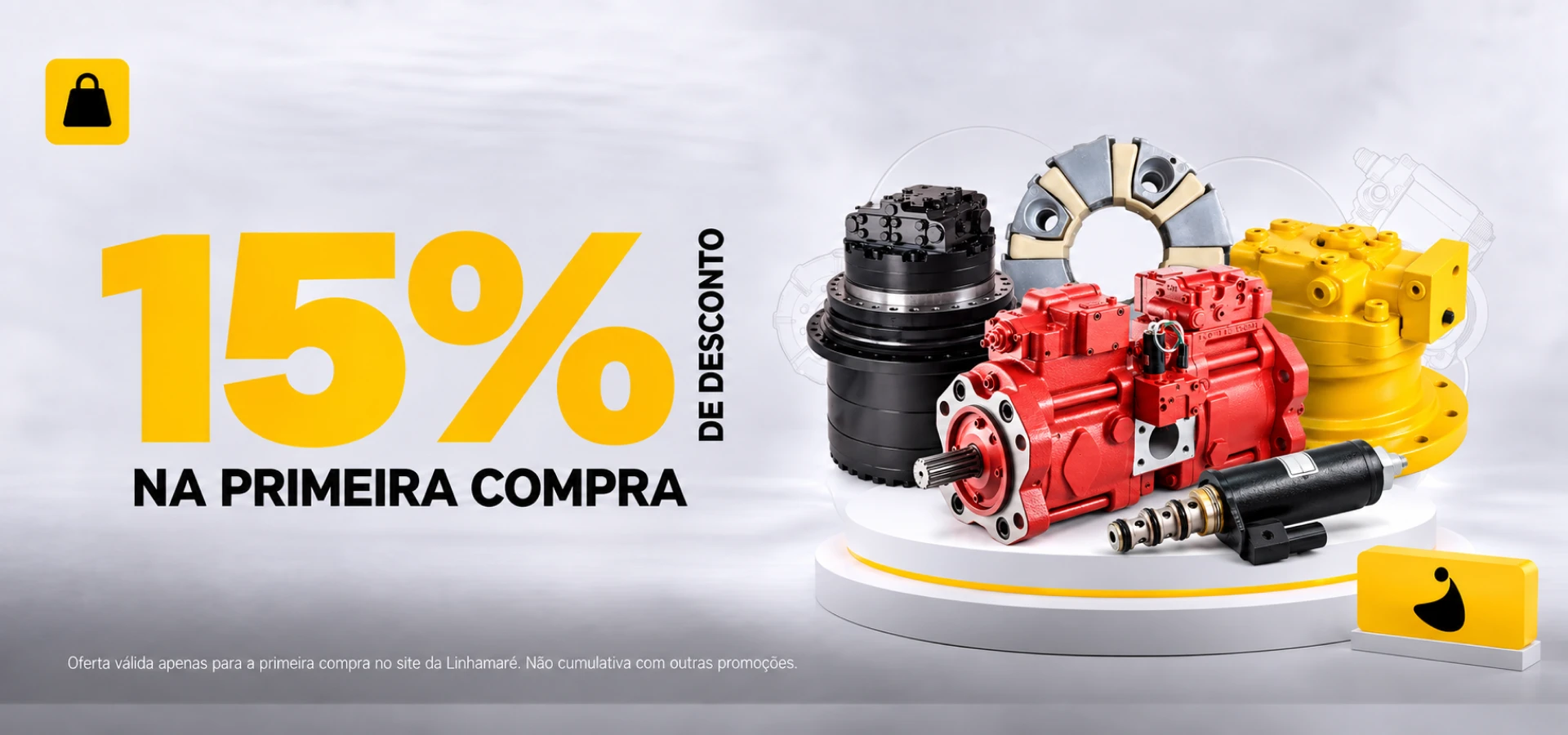 Banner LINHAMARÉ com destaque para 15% de desconto na primeira compra