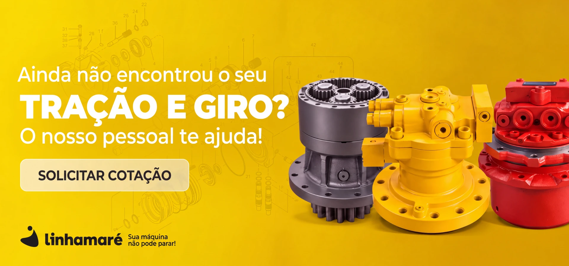 Banner LINHAMARÉ com destaque para cotação de peças de tração e giro